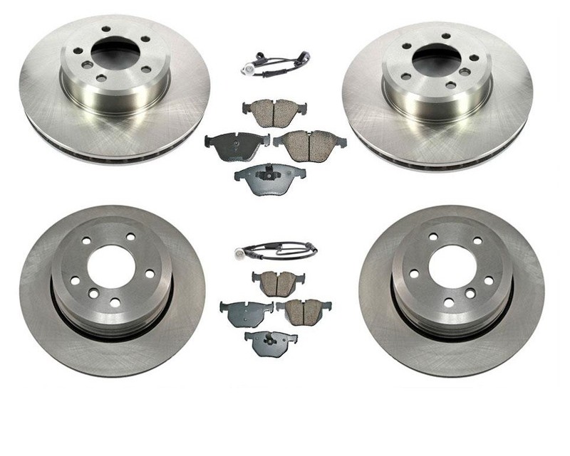 Front & Rear Disc Brake Rotors With Ceramic Pads sensors For BMW 06-07 530Xi