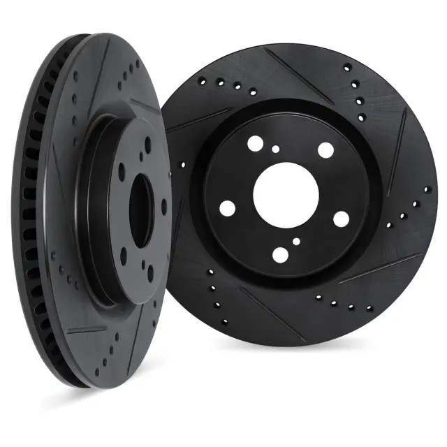 Genuine DYNAMIC FRICTION DFC Brake Rotors – Drilled & Slotted – Black 8002-46005