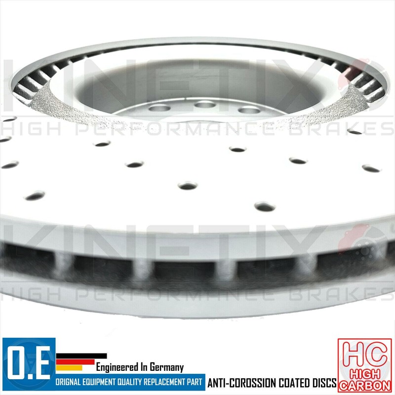 FOR VW GOLF R MK6 FRONT DRILLED KINETIX PERFORMANCE BRAKE DISCS BREMBO PAIR 345m gallery