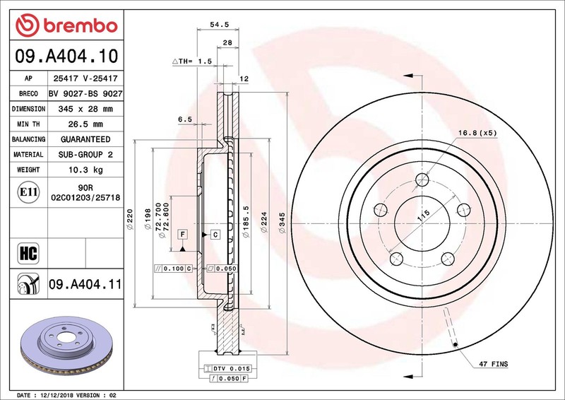 BREMBO Front Brake Discs Kit For Chrysler 300C 345mm Carbon High Tenor gallery