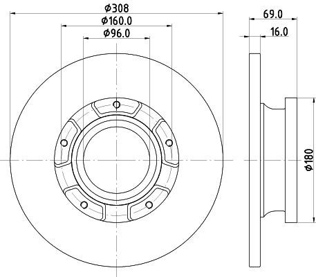 2X Mintex MDC2810C Rear Brake Discs 308mm Solid Fits Ford Tourneo Custom Transit