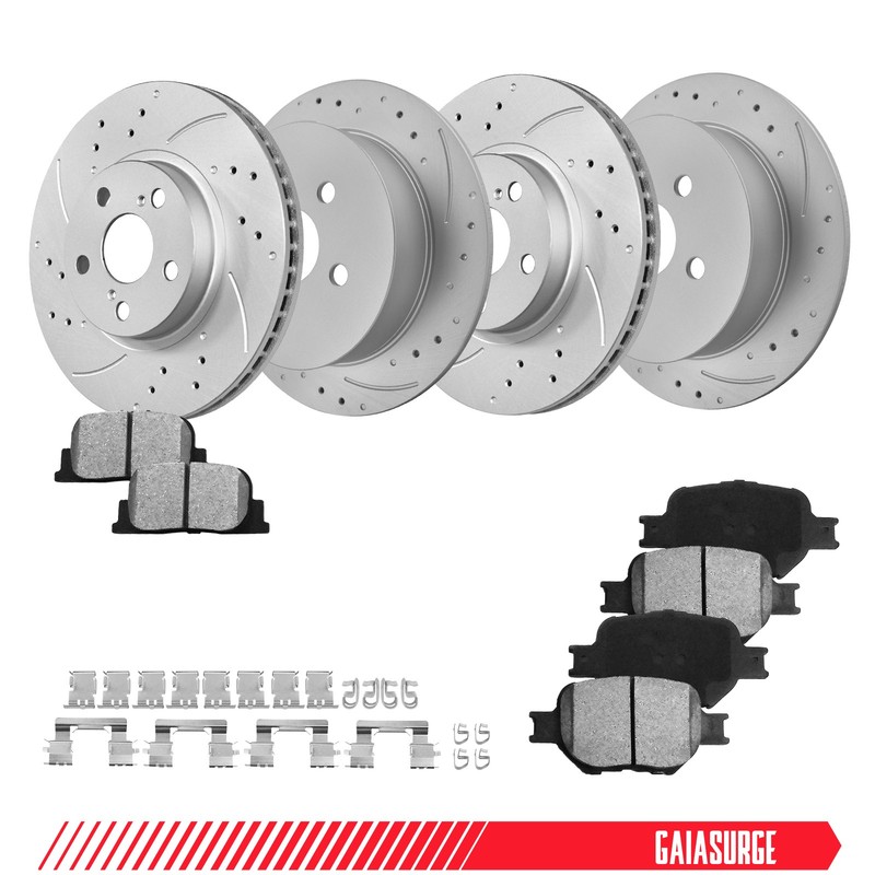 Front Rear Brake Rotors Ceramic Brake Pads Kits for 2005-2008 2009 2010 Scion tC
