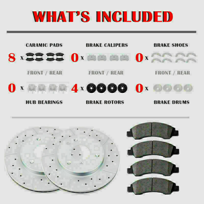 For 2012-20 Ford F-150 6 Lug Front Rear Slotted Rotors and Brake Pads Brakes Kit gallery