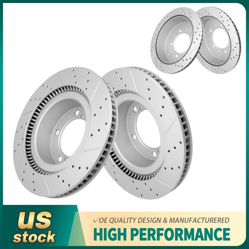 Front + Rear Drilled Brake Rotors For Tundra Sequoia Land Cruiser Lexus Lx570