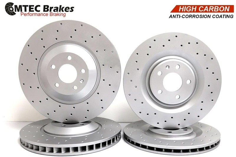 For Audi RS3 8P 2011-2012 Front Rear Drilled Brake Discs Geomet Silver