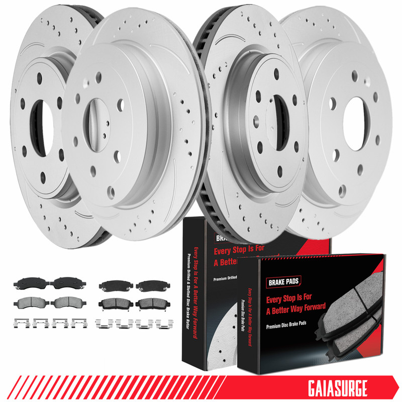 Front and Rear Disc Brake Rotors + Brake Pads for GMC Acadia Enclave Traverse