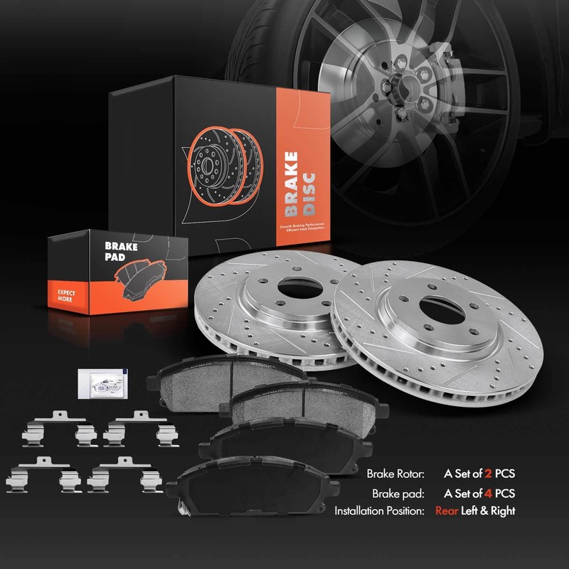 Drilled Rotor & Ceramic Brake Pads for Acura MDX 2003 2004-2006 V6 3.5L Front gallery