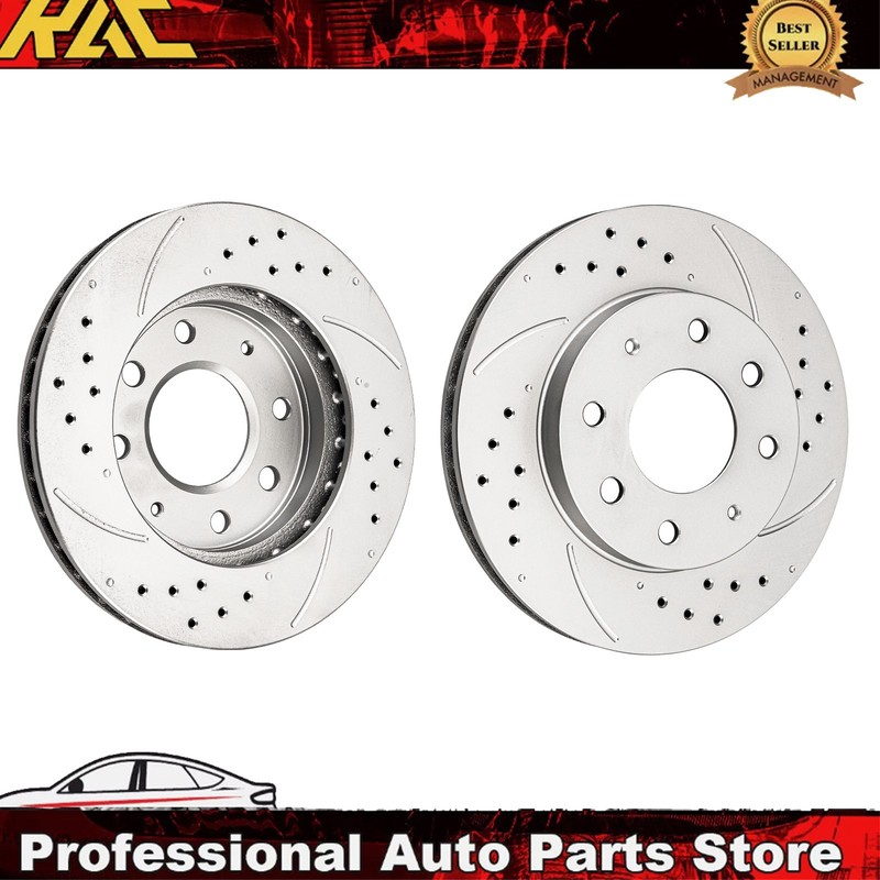 2PC Drilled & Slotted Front Disc Brake Rotors For 1992 Mitsubishi Expo 113940