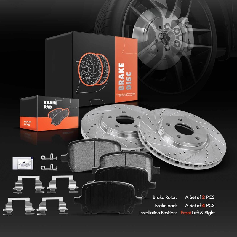 Drilled & Slotted Brake Rotors & Ceramic Pad for Chevrolet Cobalt Pontiac Front gallery