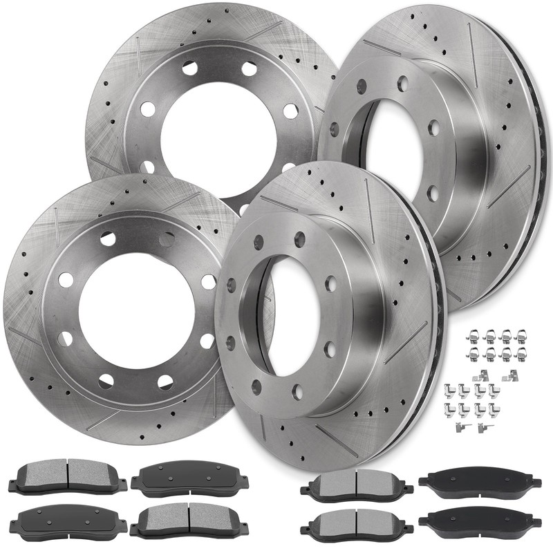 12X 4WD Fits Ford F-250 Super Duty 2005 - 2007 Front & Rear Brake Rotors Pads gallery