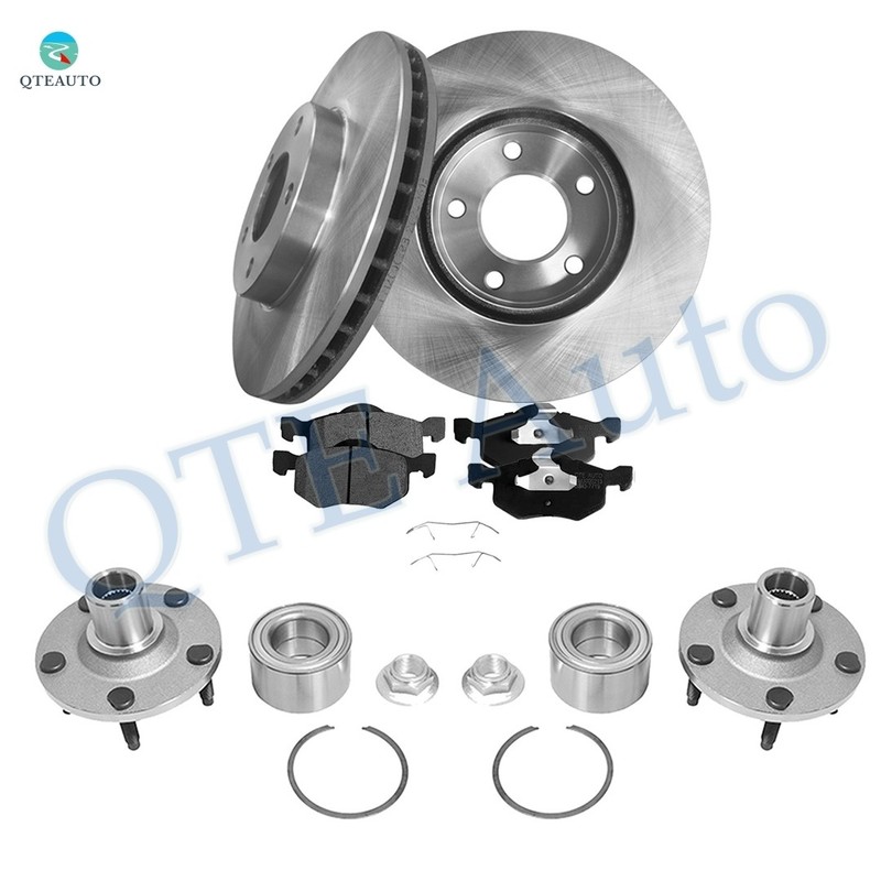8 Front 278mm Brake Rotors-Ceramic Brake Pad-Wheel Hub For 2001-2007 Ford Escape