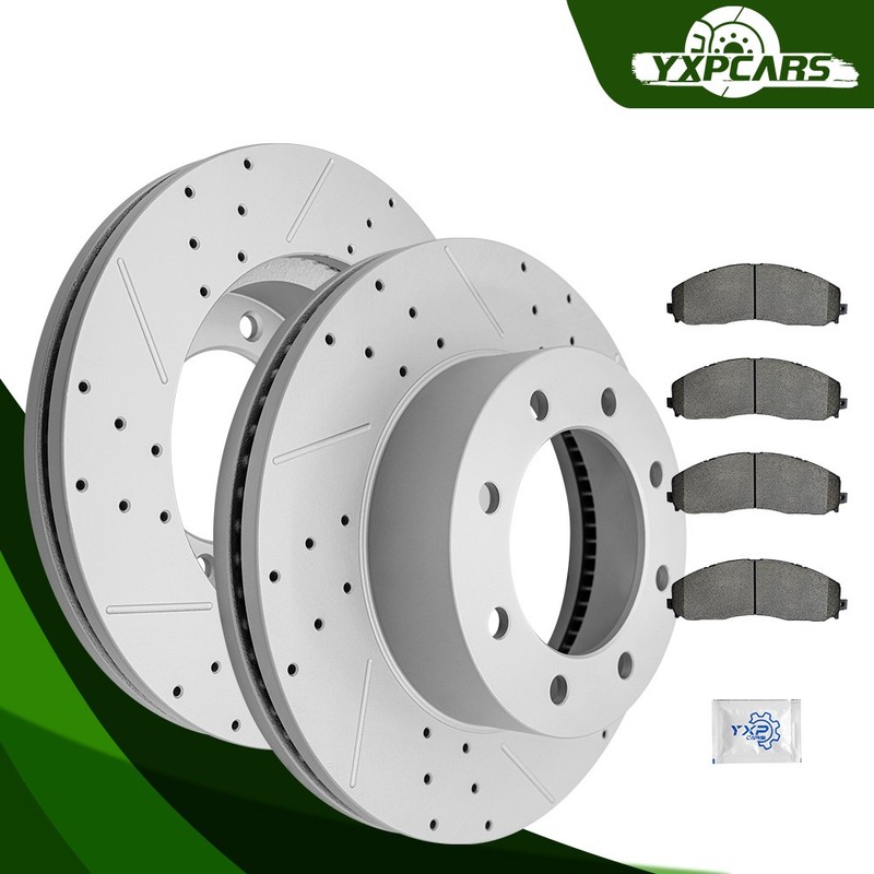 4WD 363mm Front Disc Rotors Ceramic Brake Pads for Ford F-250 F-350 Super Duty
