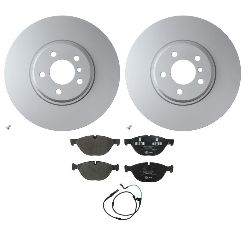 Hella Front Rotors Low-Met Disc Brake Pad Kit For BMW E71 X6 xDrive50i N63B44A