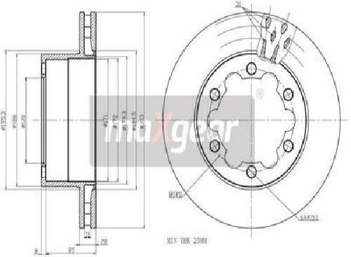 2x Original MAXGEAR Bremsscheibe 19-1051MAX für Mercedes-Benz VW