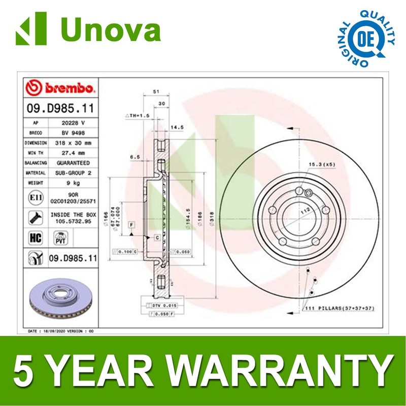Brake Disc Front Unova Fits Mercedes A-Class 2018- GLA 2020- + Other Models #1