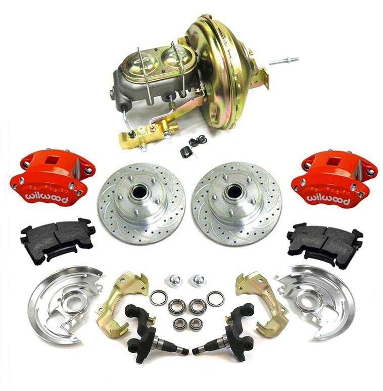 1964 67 Chevy El Camino Front Disc Brake Conversion Stock Red Wilwood 9″ Booster
