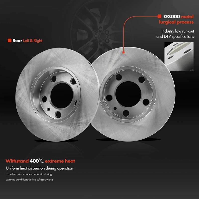 Rear Disc Brake Rotors + Brake Pads for Audi TT 2000-2004 Volkswagen Golf Jetta gallery