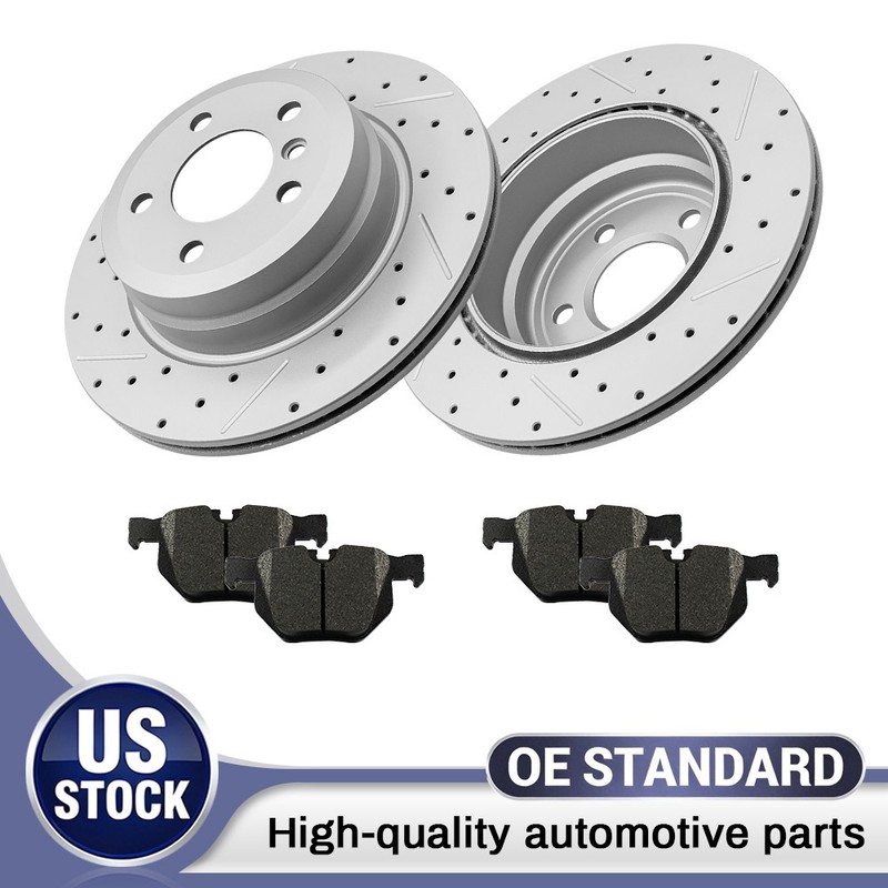 320mm Rear Drilled Disc Brake Rotors Ceramic Pads for 2010-2017 2018 BMW X5 X6