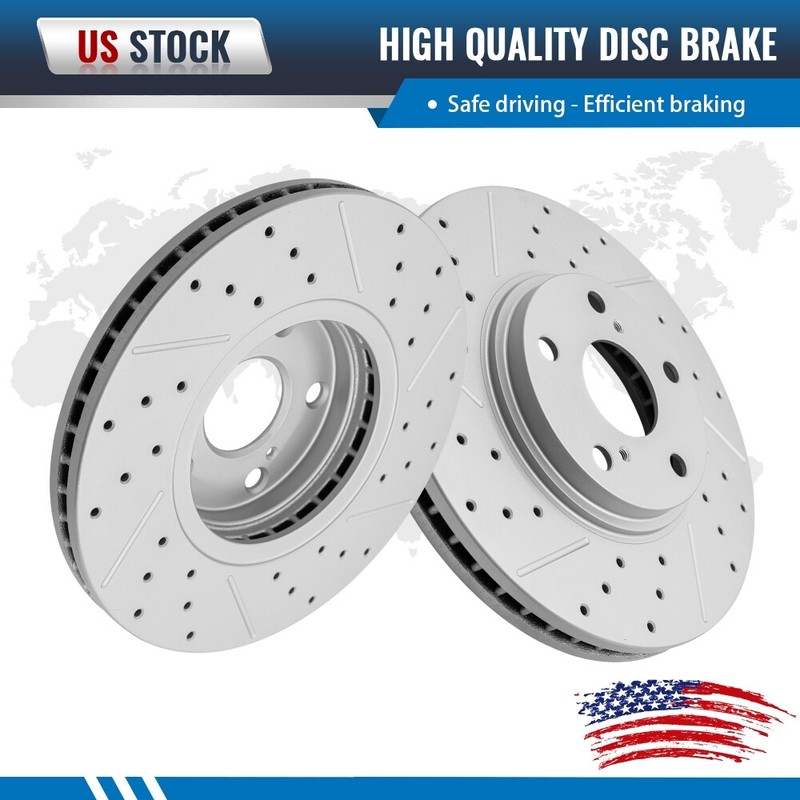 Front Drilled Brake Rotors Set For 2001-2004 2005 2006 2007 Toyota Highlander