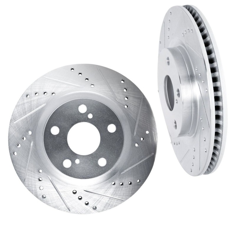 For Ford Edge 2015-2022 Brake Rotor Set | Front | Silver | Drilled And Slotted gallery