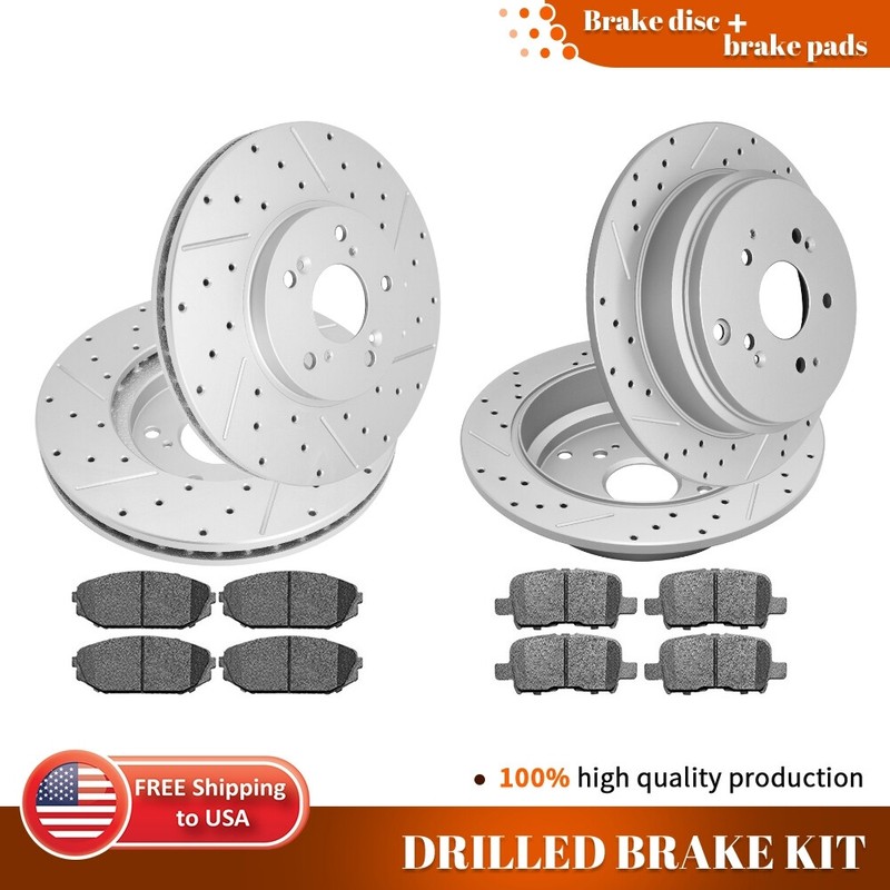 Front & Rear Disc Rotors + Ceramic Brake Pads Set for 2002 – 2004 Honda Odyssey