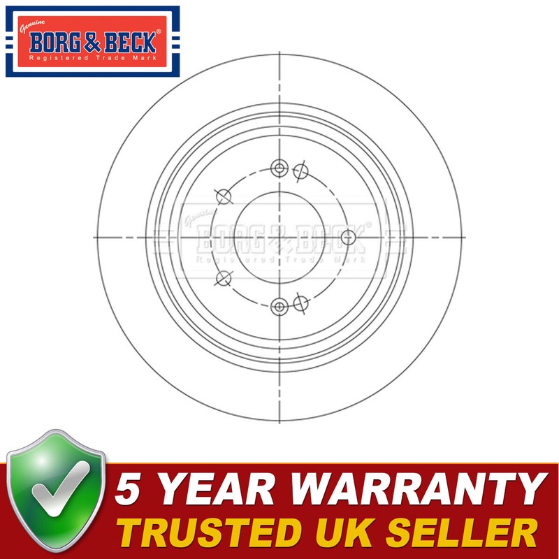 Borg & Beck Rear 1x Brake Disc Fits Kia Niro Optima Soul 2.0 Electric 58411D4650