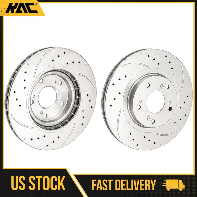 2x Front Drilled & Slotted Brake Rotors Fits 2002 2003 2004 2005 2006 Acura RSX