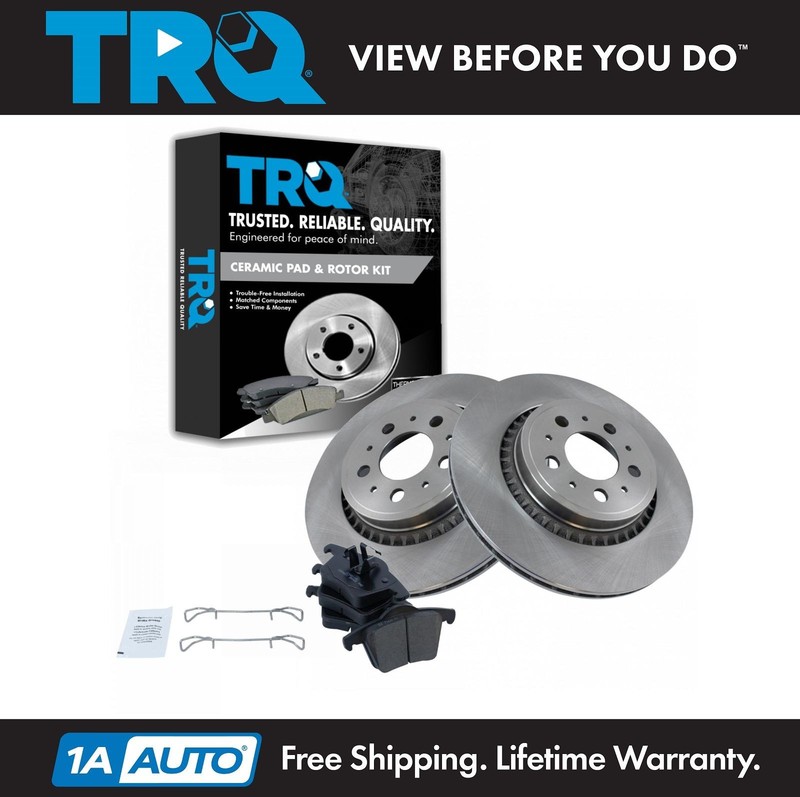 TRQ Rear Brake Pad & Rotor Kit Brake Rotor For 2003-2014 Volvo XC90