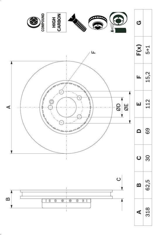1X Brake Disc For BOSCH 986 479 H47 For C-CLASS (W205) 2 2014-2018 gallery