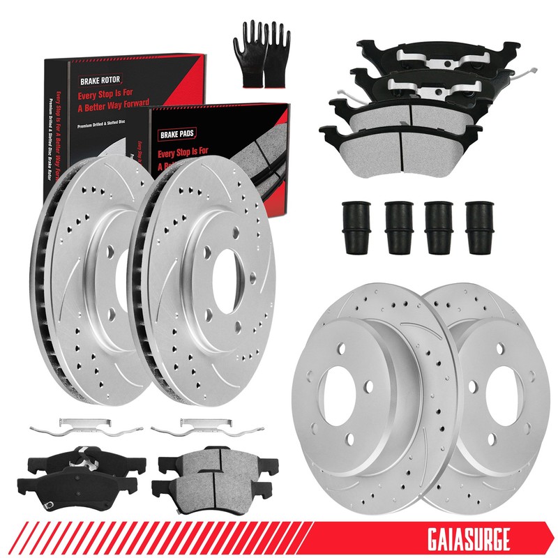Front Rear Drilled Brake Rotors Pads for Dodge Grand Caravan Town & Country