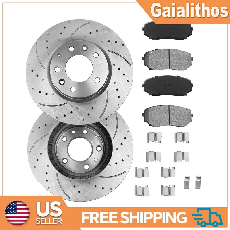 Front Drilled Slotted Brake Rotors Brake Pads Kit FOR Mazda CX-7 2007-2012 5-LUG
