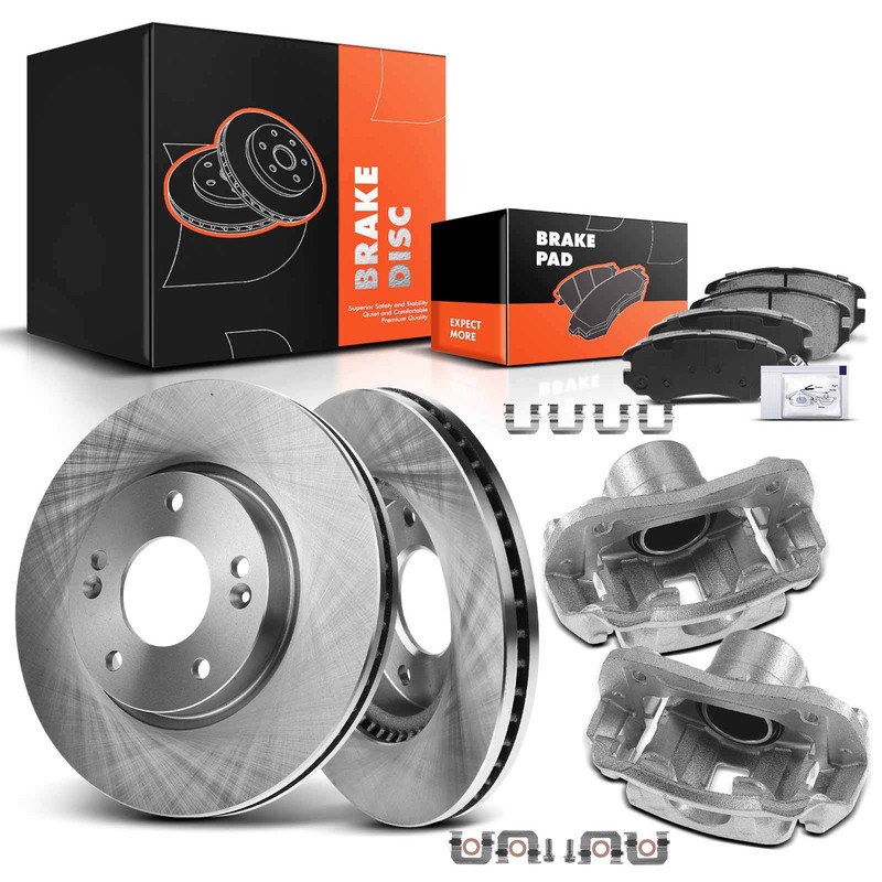 Front Disc Brake Rotor & Pad + Brake Caliper for Hyundai Sonata Kia Optima 06-10