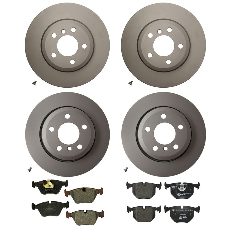 Hella Front & Rear Rotor Low-Met Disc Brake Pad Kit for BMW E83 X3 2004-2010