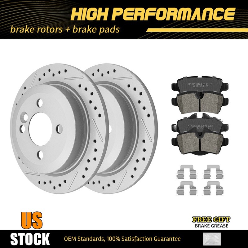 259mm Rear Disc Brake Rotors Ceramic Pads w/ Hardware For 2007-2013 Mini Cooper