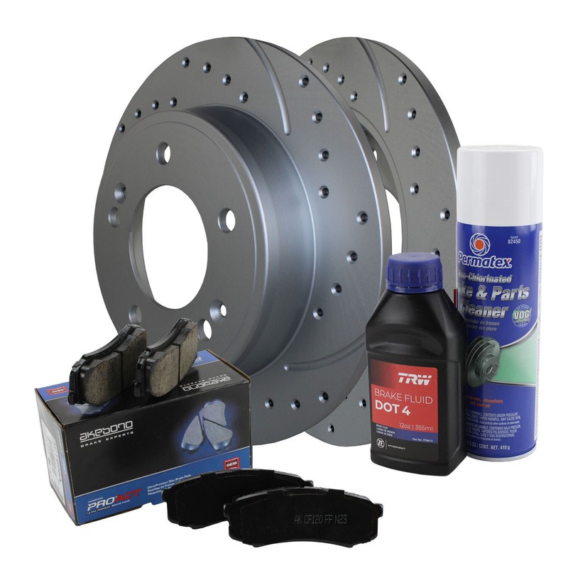 Rear Brake Kit 262mm Drilled Rotors Akebono Ceramic Pads For Elantra GT Soul FWD