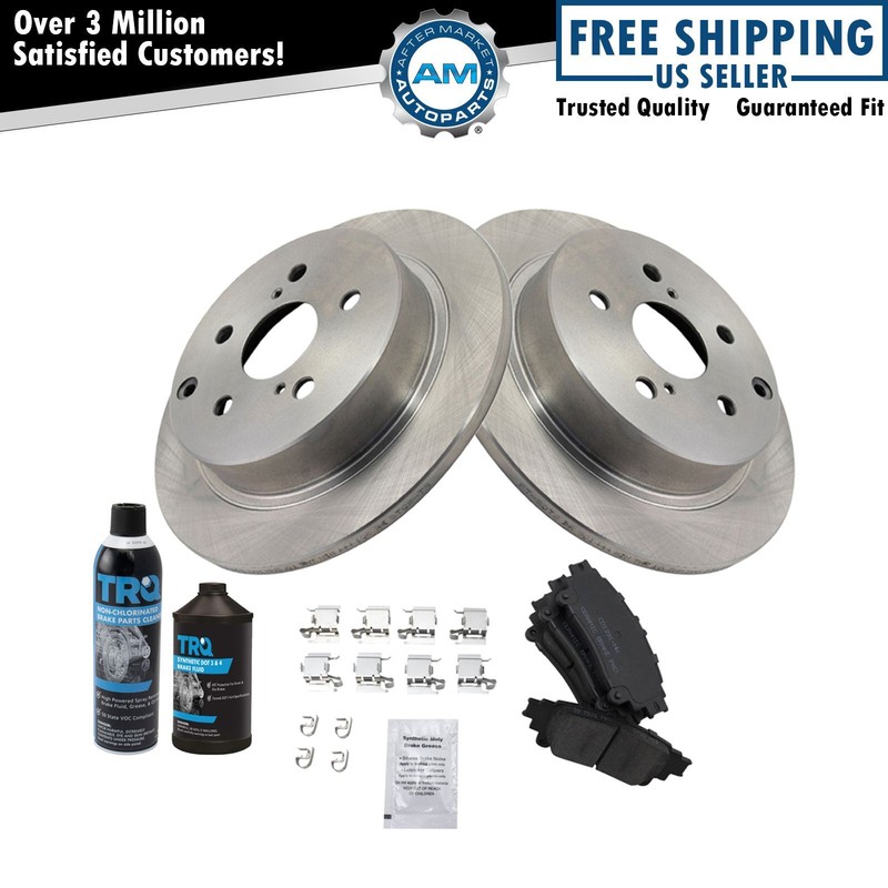 Rear Ceramic Brake Pad & Rotor Kit w/Chemicals for Toyota Prius V