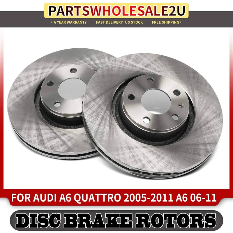 2x Front Left & Right Disc Brake Rotors for Audi A6 Quattro 2005-2011 A6 06-11
