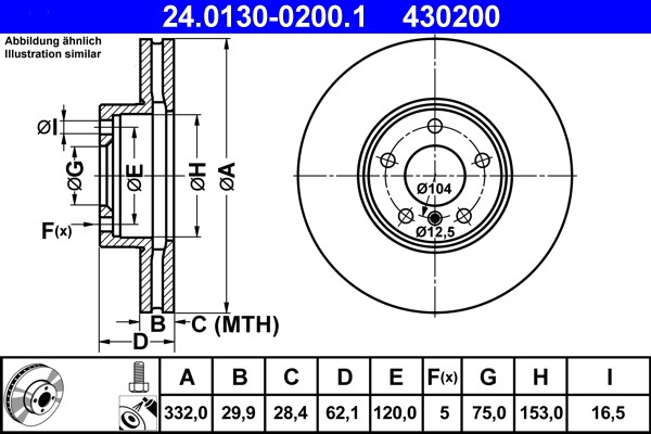 ATE 24.0130-0200.1 Brake Disc for BMW