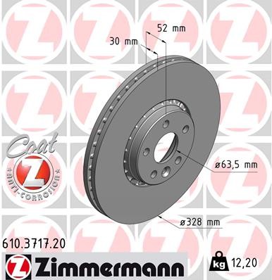 Zimmermann 610.3717.20 Brake Disc for Volvo, Volvo Asia