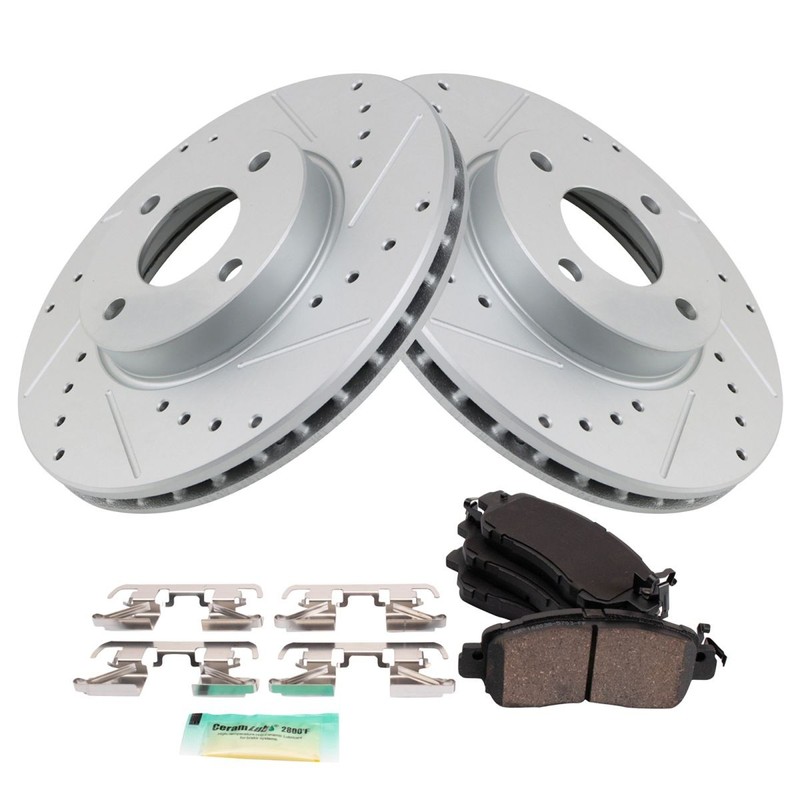 TRQ Performance Front Brake Pad & Rotor Kit Premium G-Coated Ceramic Fits Nissan gallery