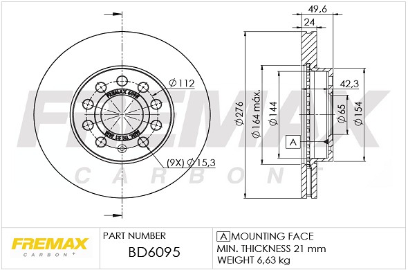 Remax BD-6095 Brake Disc for Audi, Seat, Skoda, VW