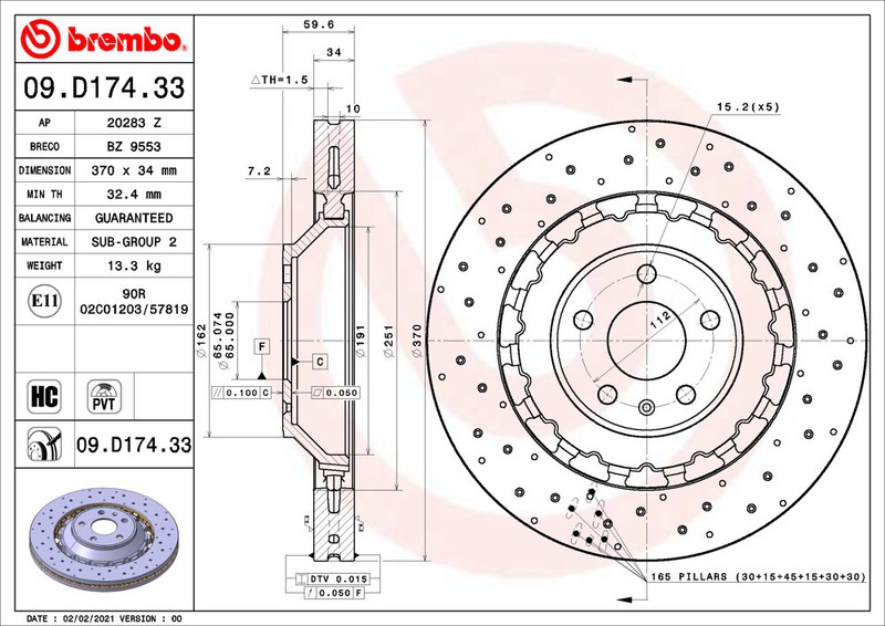 Brembo brake discs 370 mm front Audi RS3 Quattro 8VM 8VS 8VA 8VF 367 HP 400 HP gallery