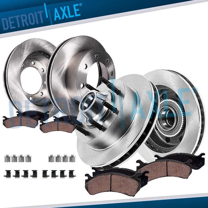 Front Rear Brake Rotors Ceramic Brake Pads for 2008 – 2014 Ford E-450 Super Duty