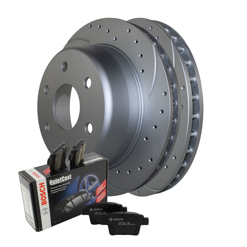 Rear Brake Kit 330mm Drilled Rotors Bosch Ceramic Pad For Cadillac Chevrolet GMC