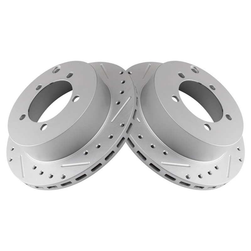 TRQ Performance Brake Rotor Drilled Slotted Coated Rear Pair for Mitsubishi gallery