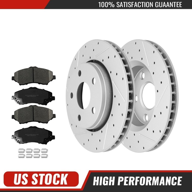 6PCS Front Drilled Disc Rotors Ceramic Brake Pads Kit For Jeep Wrangler 2007-17
