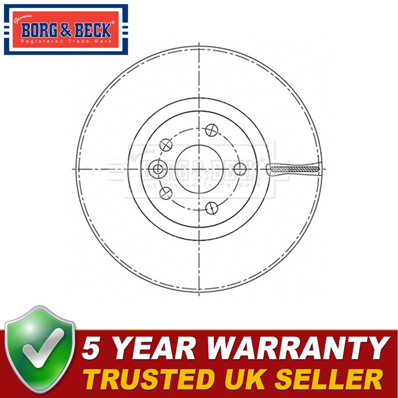 Borg & Beck Front 1x Brake Disc Fits Volvo XC60 2015-2017 2.0 D 2.4 31423305