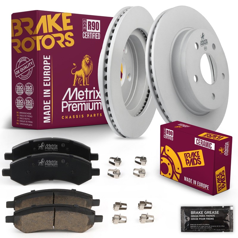 Front Brake Rotors + Disc Brake Pads Kit for 07-09 Chrysler Aspen 11-18 Ram 1500