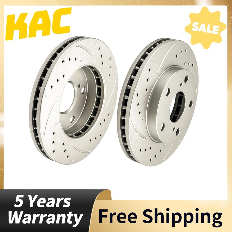 2PC Front Drilled Slotted Brake Rotors For 1992-1999 2000 2001 Toyota Camry 2.2L