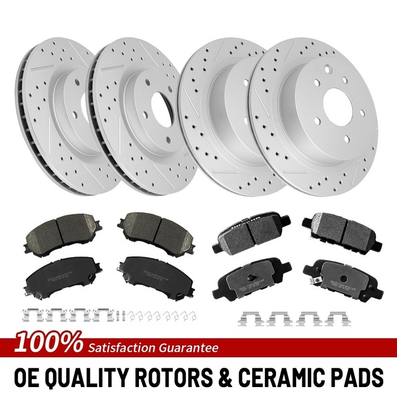 Front & Rear Brake Rotors Ceramic Pads For 2014-2022 Nissan Rogue /Rogue Sport